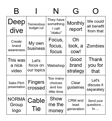 Team Meeting Bingo Card