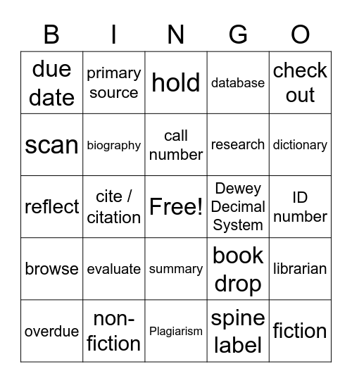 Barwise Library BINGO Card