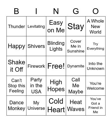 January Bingo Room 1 Bingo Card