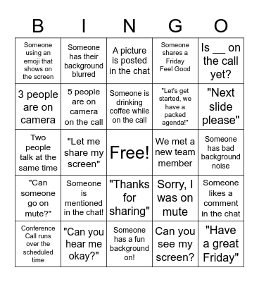 National Fun at Work Day! Bingo Card