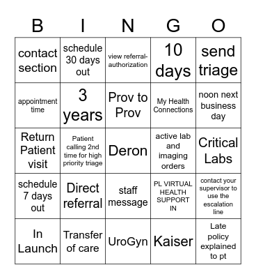 Workflow Bingo Card