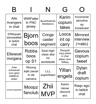 Copium bingo 2022 Bingo Card