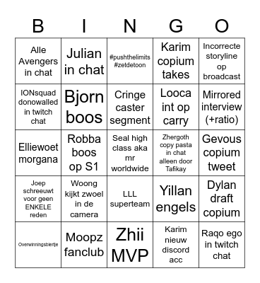 Copium bingo 2022 Bingo Card