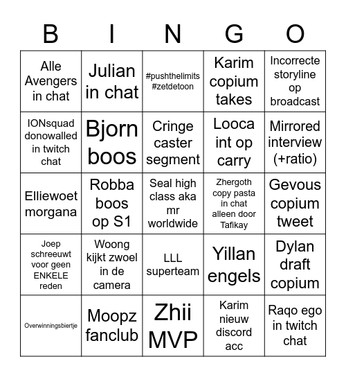 Copium bingo 2022 Bingo Card