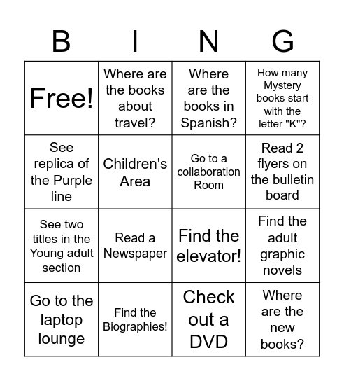 Library Lovers Month Bingo Card