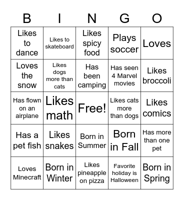 People Bingo Card