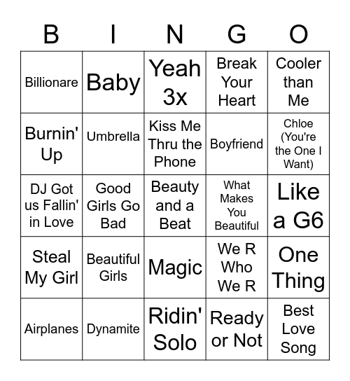 POV: You're at the Middle School Dance Bingo Card