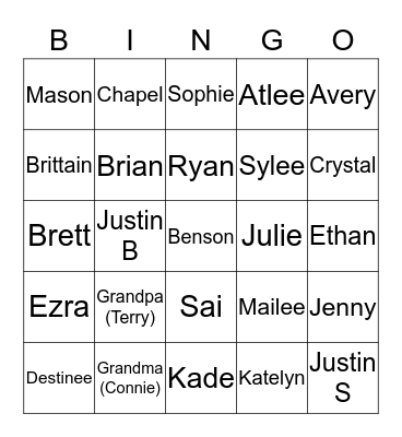 Blau Family Bingo Card