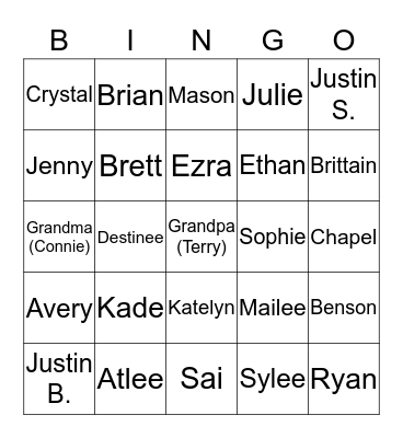 Blau Family Bingo Card