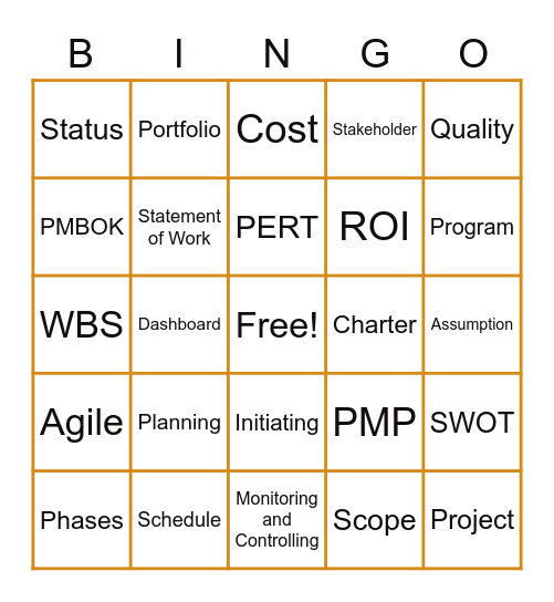 Project Bingo - PG Bingo Card
