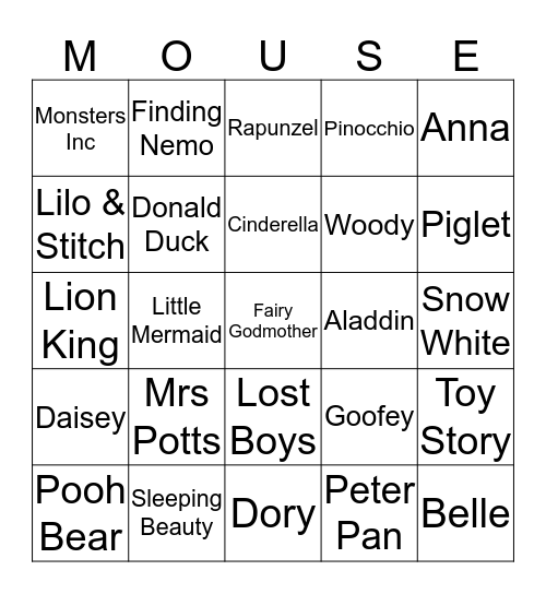 MICKEY  Bingo Card