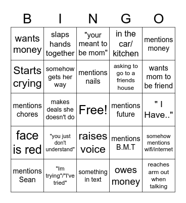 Mercedes Bingo Card