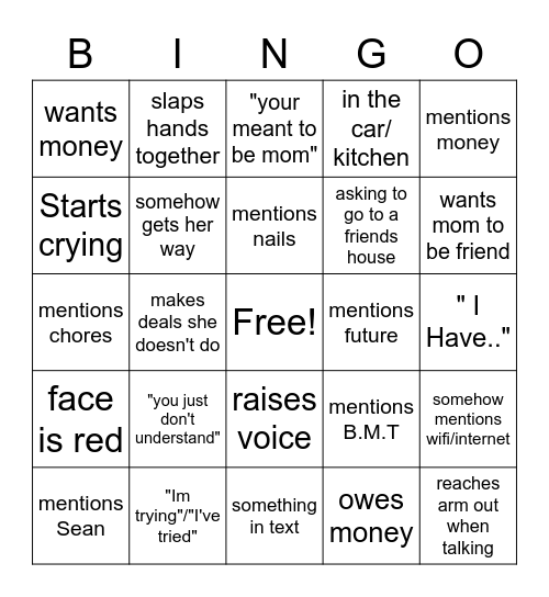 Mercedes Bingo Card