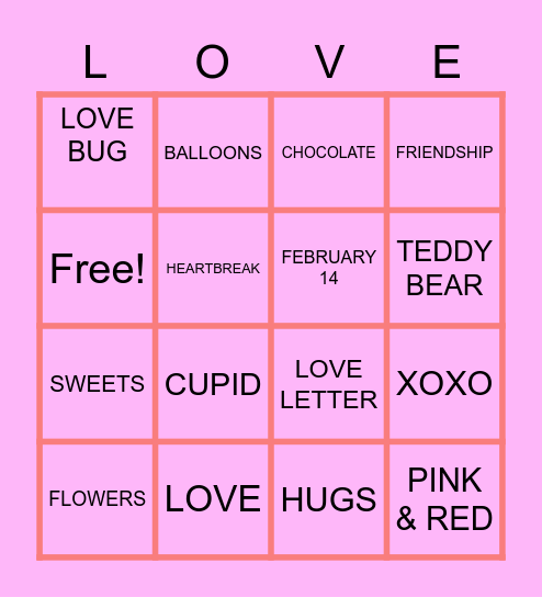 VALENTINES DAY Bingo Card