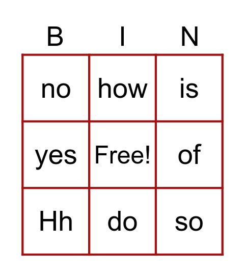 Lesson 16 week 20 Bingo Card