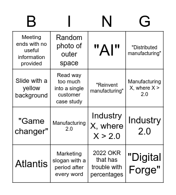 Road to Reinvention Bingo Card