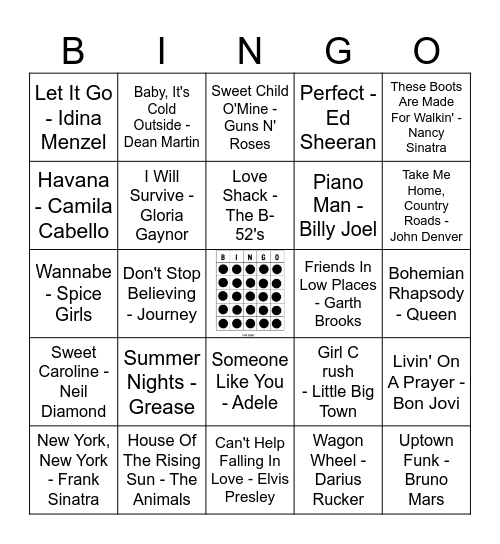 VOICES KARAOKE Bingo Card