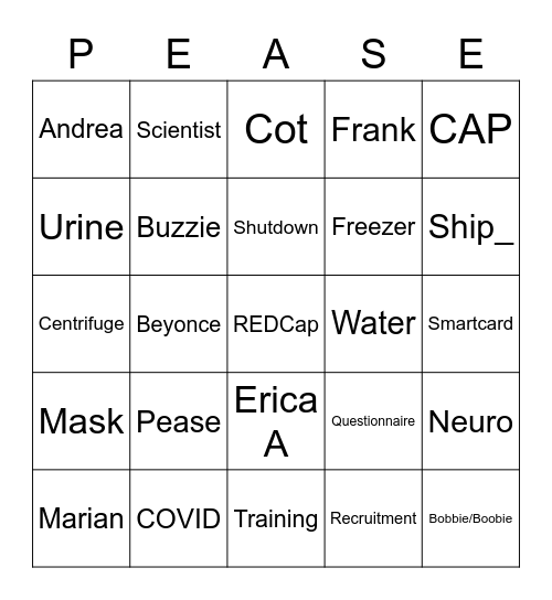 Buzzword Bingo Card