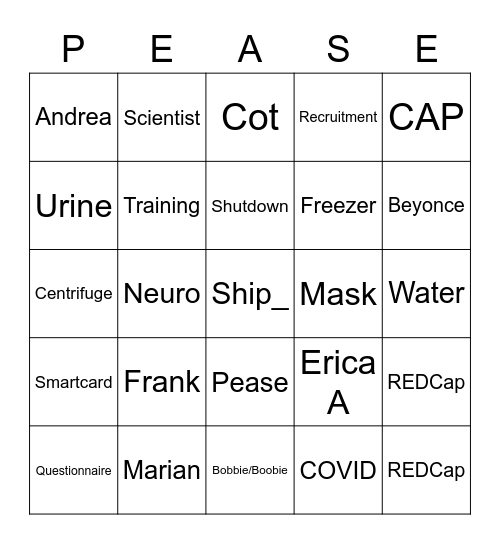 Buzzword Bing Bingo Card