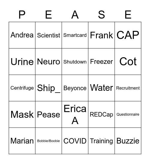 Buzzword Bing Bingo Card
