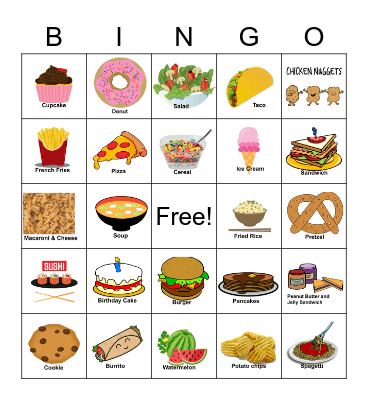 Food Bingo Card