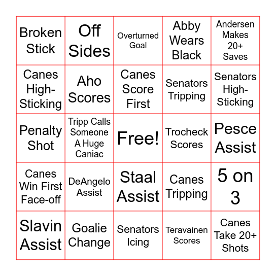 CANES BINGO Card