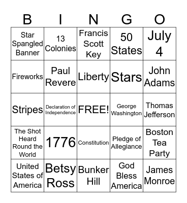 Independence Day Bingo Card