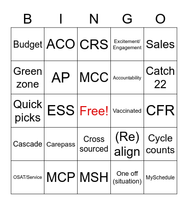 Kiser Bingo Card