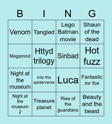 Argyles movie bingo Card