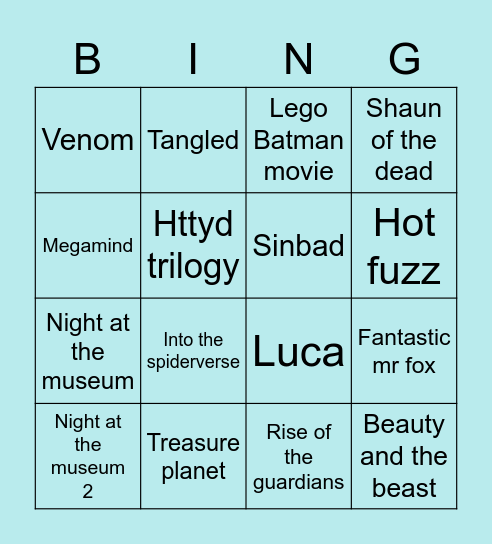 Argyles movie bingo Card