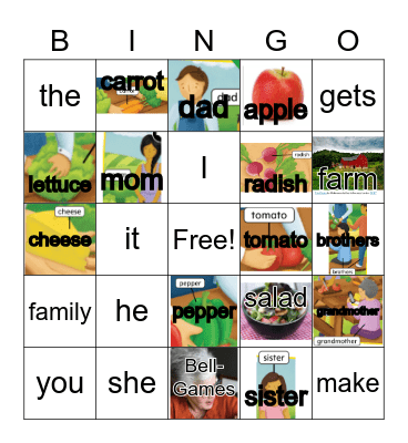 GK U5 W3 Let's Make a Salad Bingo Card