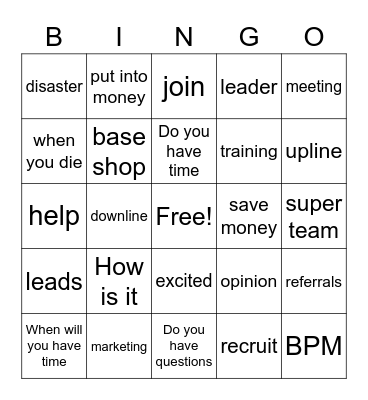 Team Focus plays Bingo Card