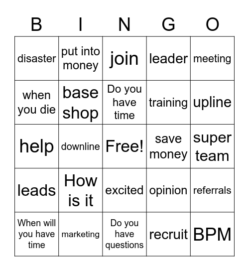 Team Focus plays Bingo Card