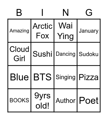 ARIELLA BINGO Card