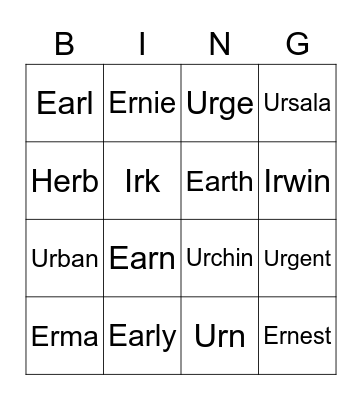 /er/ BINGO Card