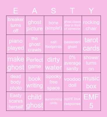 Phasmophobia Bingo Card
