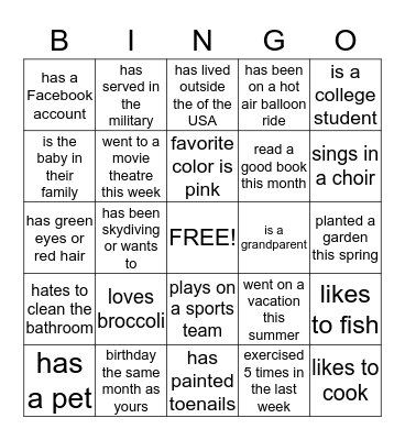 Nelson Family Reunion  Bingo Card