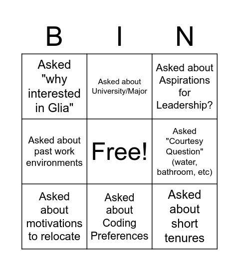 Untitled Bingo Card