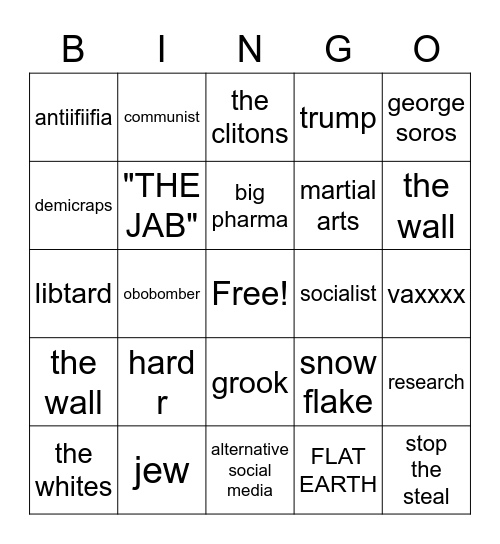 WHITE NATIONALIST BINGO Card