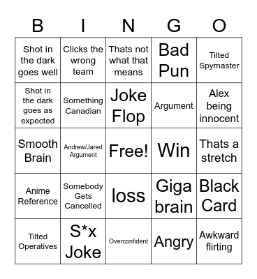 Wep Wep Bingo Card
