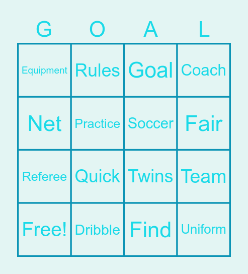 Goal Bingo Card