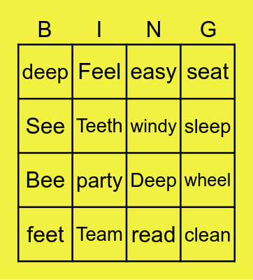 SPELLING WORDS Bingo Card