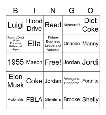 FBLA Bingo Card