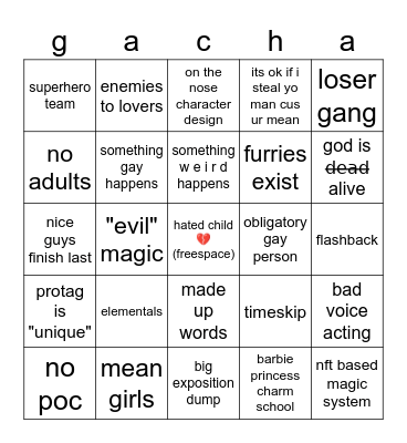 GACHA CLUB MINI MOVIE BINGO Card