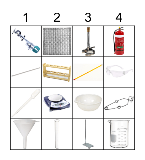 Science Equipment Bingo Card