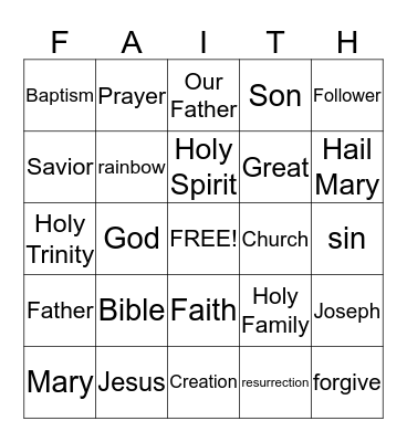 CCD Bingo Card