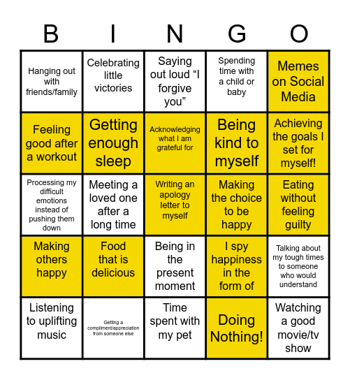 The Happiness Bingo Card