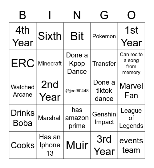 Bit-Byte Bingo Card