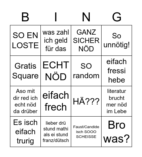 Apiram literatur bingo Card