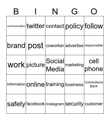 Social Media Training BINGO! Bingo Card
